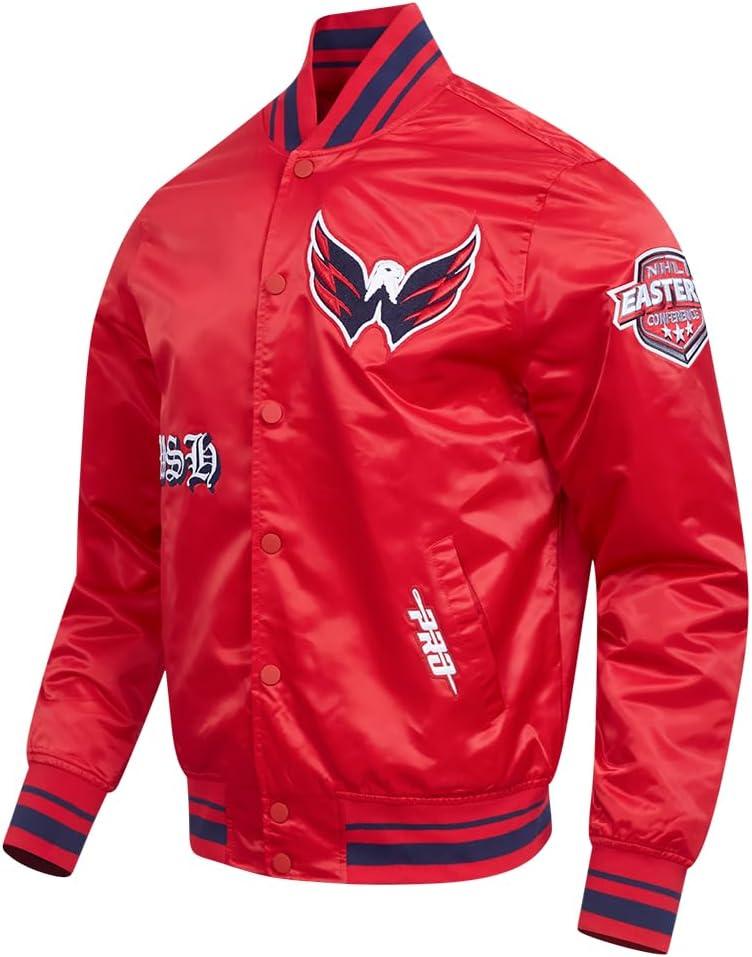 image:imagePro Standard Mens NHL Old English Satin JacketRedMidnight NavyRed