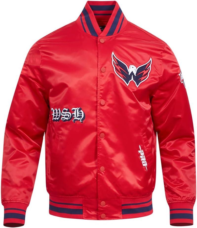image:imagePro Standard Mens NHL Old English Satin JacketRedMidnight NavyRed