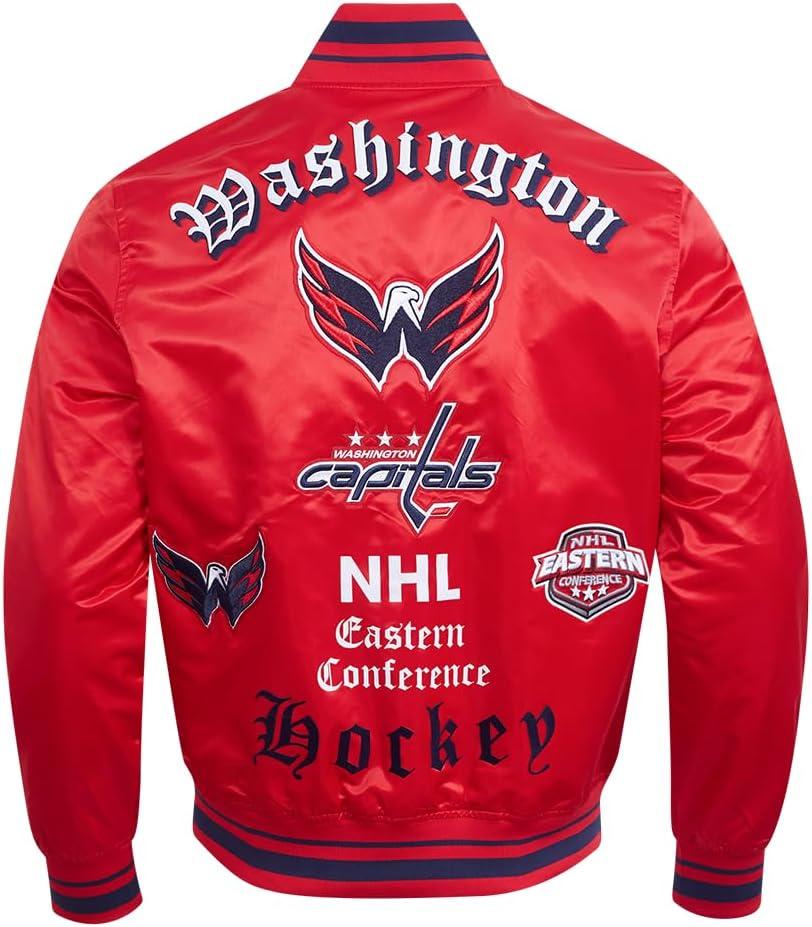 image:imagePro Standard Mens NHL Old English Satin JacketRedMidnight NavyRed