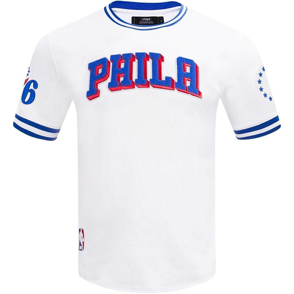 image:imageMens NBA Classic Chenille Short Sleeve TeeWhiteRoyal Blue