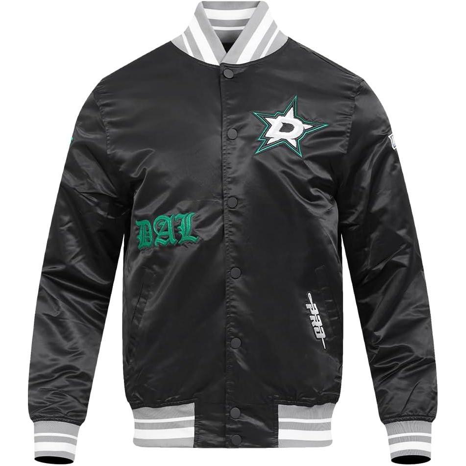 image:imagePro Standard Mens NHL Old English Satin JacketBlackGray