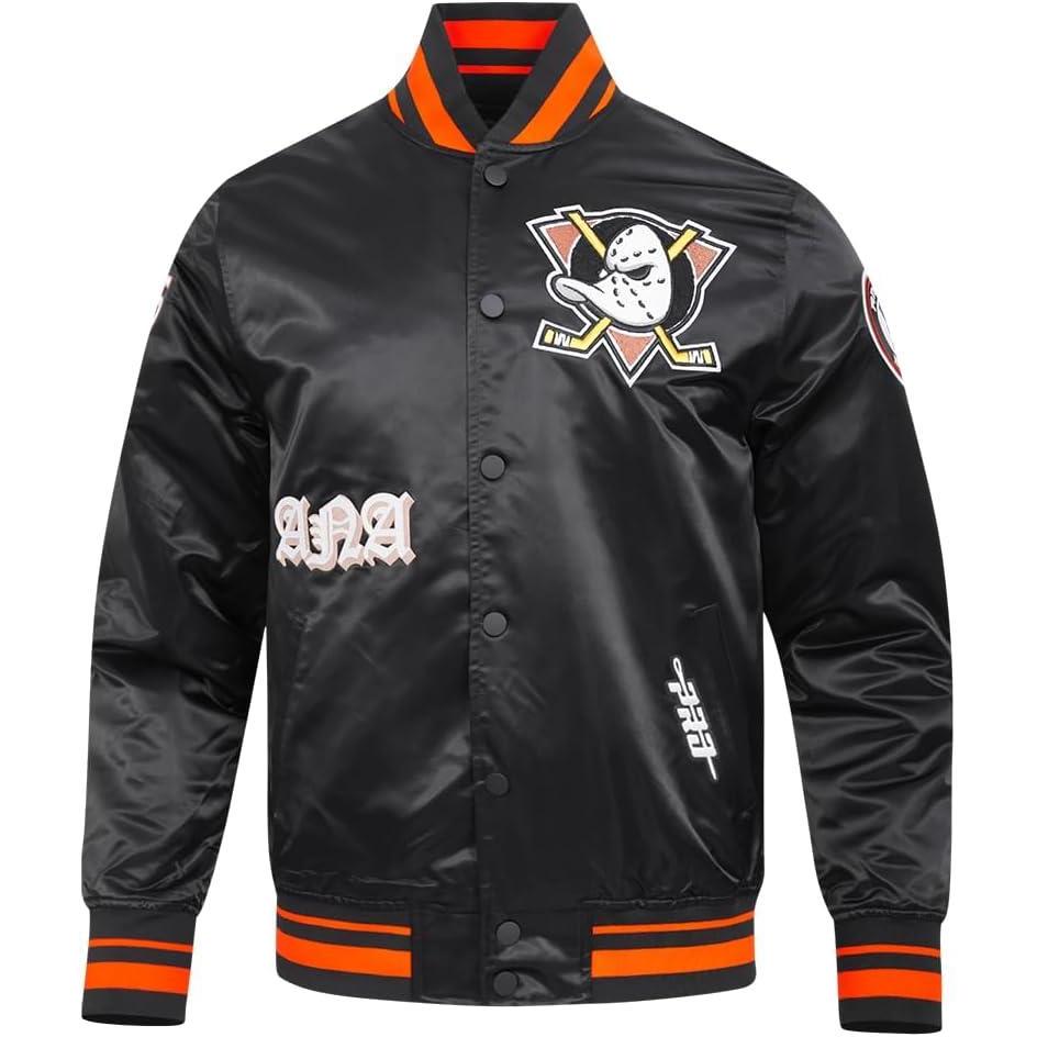 image:imagePro Standard Mens NHL Old English Satin JacketBlackOrange