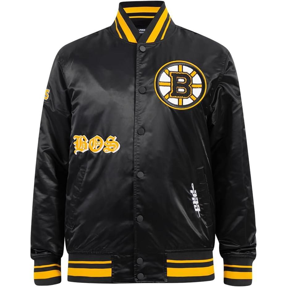 image:imagePro Standard Mens NHL Old English Satin JacketBlackYellow