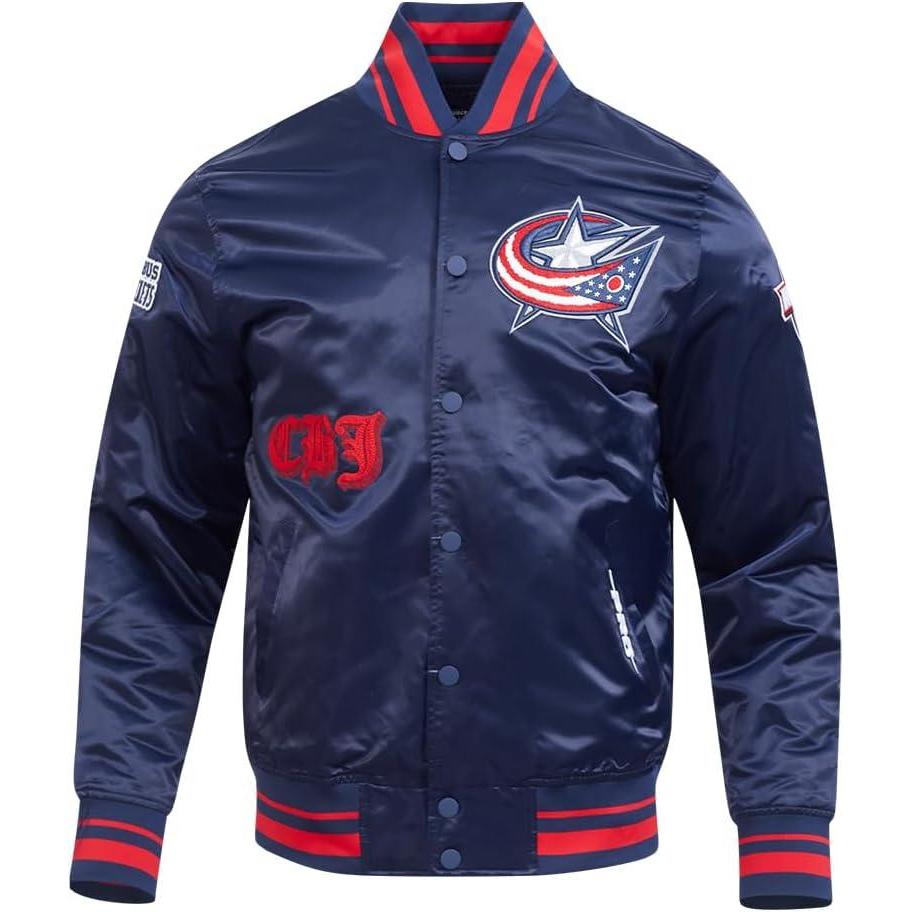 image:imagePro Standard Mens NHL Old English Satin JacketMidnight NavyRedMidnight Navy