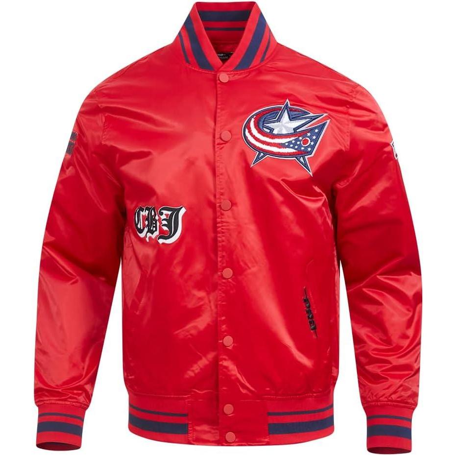 image:imagePro Standard Mens NHL Old English Satin JacketRedMidnight NavyRed