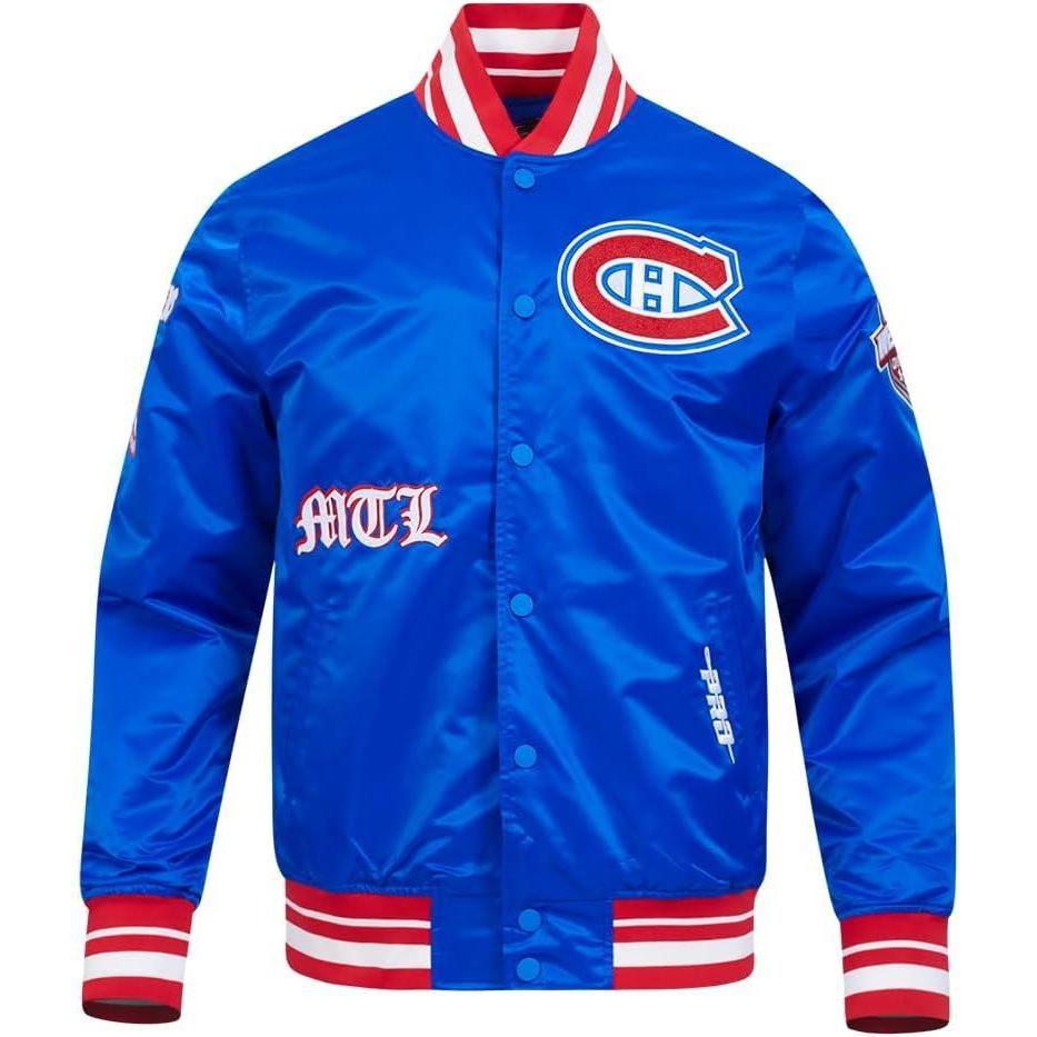image:imagePro Standard Mens NHL Old English Satin JacketRoyal BlueRed