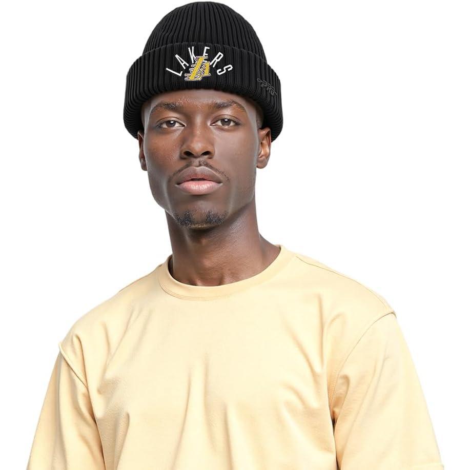 image:imagePro Standard NBA Los Angeles Lakers Modern Originals Heavyweight Knit Beanie Unlined Cuffed Black Os