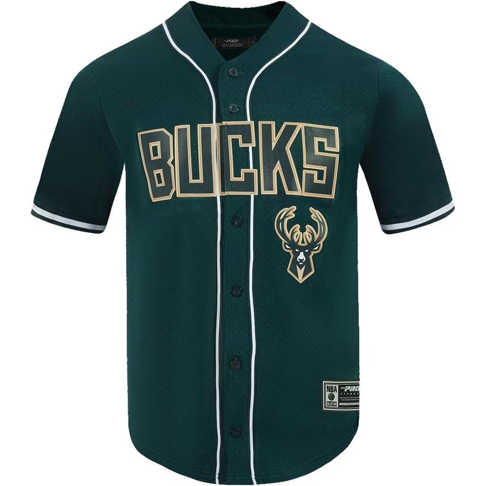 image:imagePro Standard NBA Mens Mens NBA Mesh Button Down TopForest Green