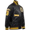 Pro Standard Mens NHL Old English Satin Jacket(Black/Yellow)