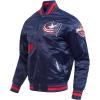 Pro Standard Mens NHL Old English Satin Jacket(Midnight Navy/Red/Midnight Navy)