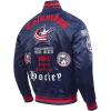 Pro Standard Mens NHL Old English Satin Jacket(Midnight Navy/Red/Midnight Navy)