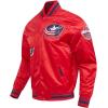 Pro Standard Mens NHL Old English Satin Jacket(Red/Midnight Navy/Red)