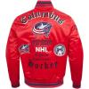 Pro Standard Mens NHL Old English Satin Jacket(Red/Midnight Navy/Red)