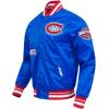 Pro Standard Mens NHL Old English Satin Jacket(Royal Blue/Red)