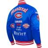 Pro Standard Mens NHL Old English Satin Jacket(Royal Blue/Red)
