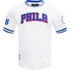 Mens NBA Classic Chenille Short Sleeve Tee(White/Royal Blue)