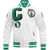 Pro Standard Mens NBA Mash Up Satin Jacket(White/Green)