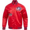 Pro Standard Mens NHL Old English Satin Jacket(Red/Midnight Navy/Red)