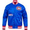 Pro Standard Mens NHL Old English Satin Jacket(Royal Blue/Red)