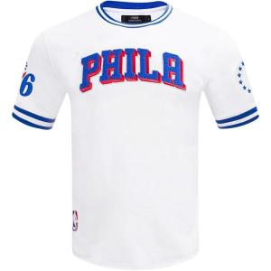Mens NBA Classic Chenille Short Sleeve Tee(White/Royal Blue)