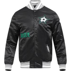 Pro Standard Mens NHL Old English Satin Jacket(Black/Gray)