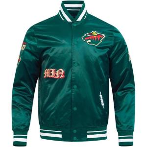 Pro Standard Mens NHL Old English Satin Jacket(Forest Green)