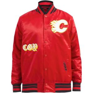 Pro Standard Mens NHL Old English Satin Jacket(Red/Black)