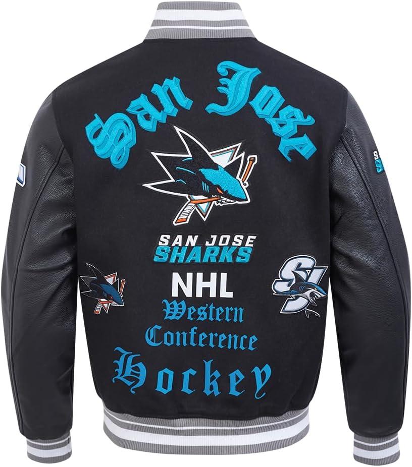 image:imagePro Standard Mens NHL Old English Varsity JacketBlackGray