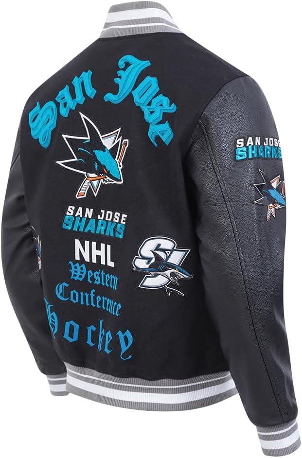 image:imagePro Standard Mens NHL Old English Varsity JacketBlackGray