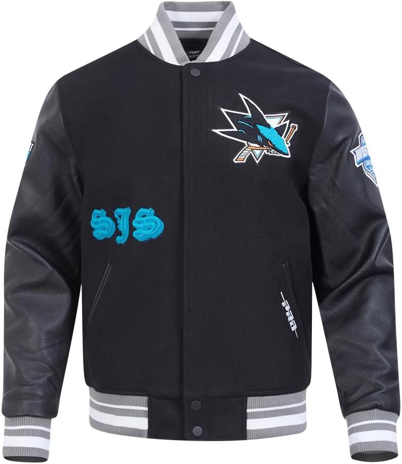 image:imagePro Standard Mens NHL Old English Varsity JacketBlackGray