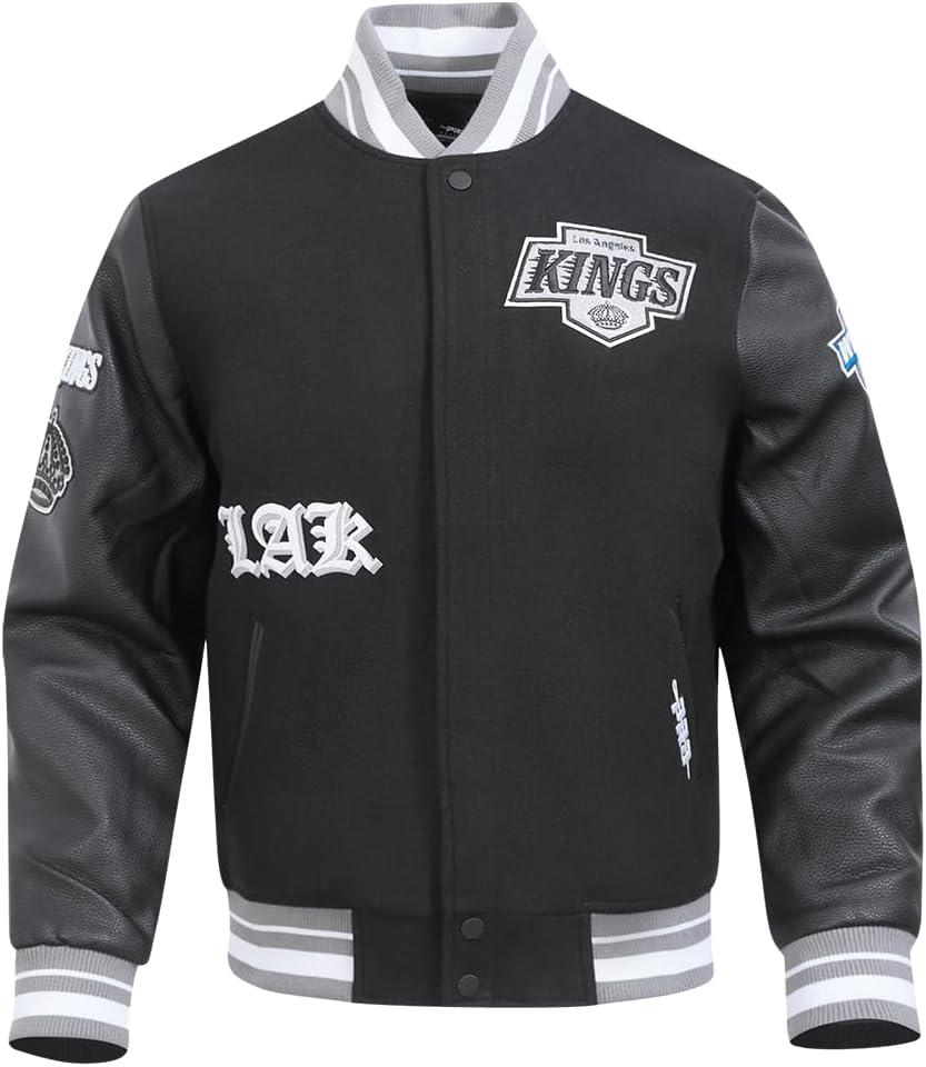 image:imagePro Standard Mens NHL Old English Varsity JacketBlackGray