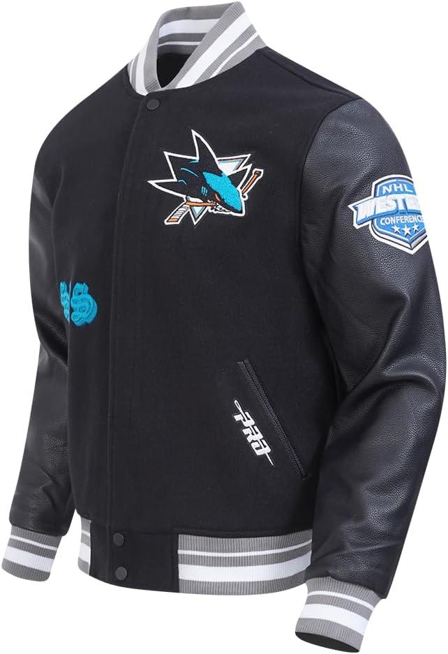 image:imagePro Standard Mens NHL Old English Varsity JacketBlackGray