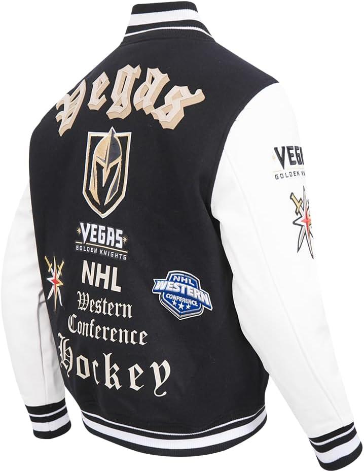 image:imagePro Standard Mens NHL Old English Varsity JacketBlackWhite