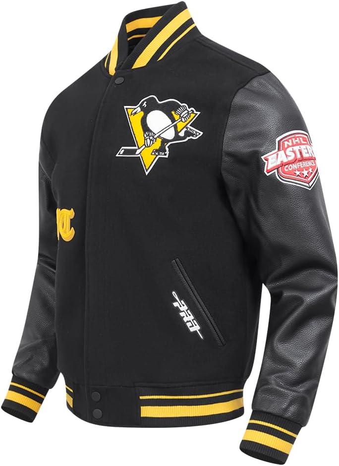 image:imagePro Standard Mens NHL Old English Varsity JacketBlackYellow