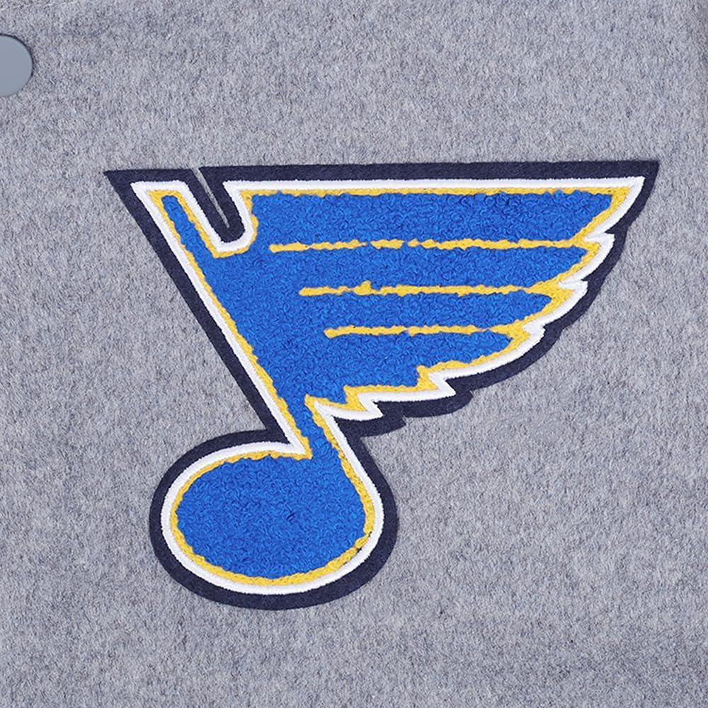 image:imagePro Standard Mens NHL Old English Varsity JacketHeather GreyWhiteMidnight Navy