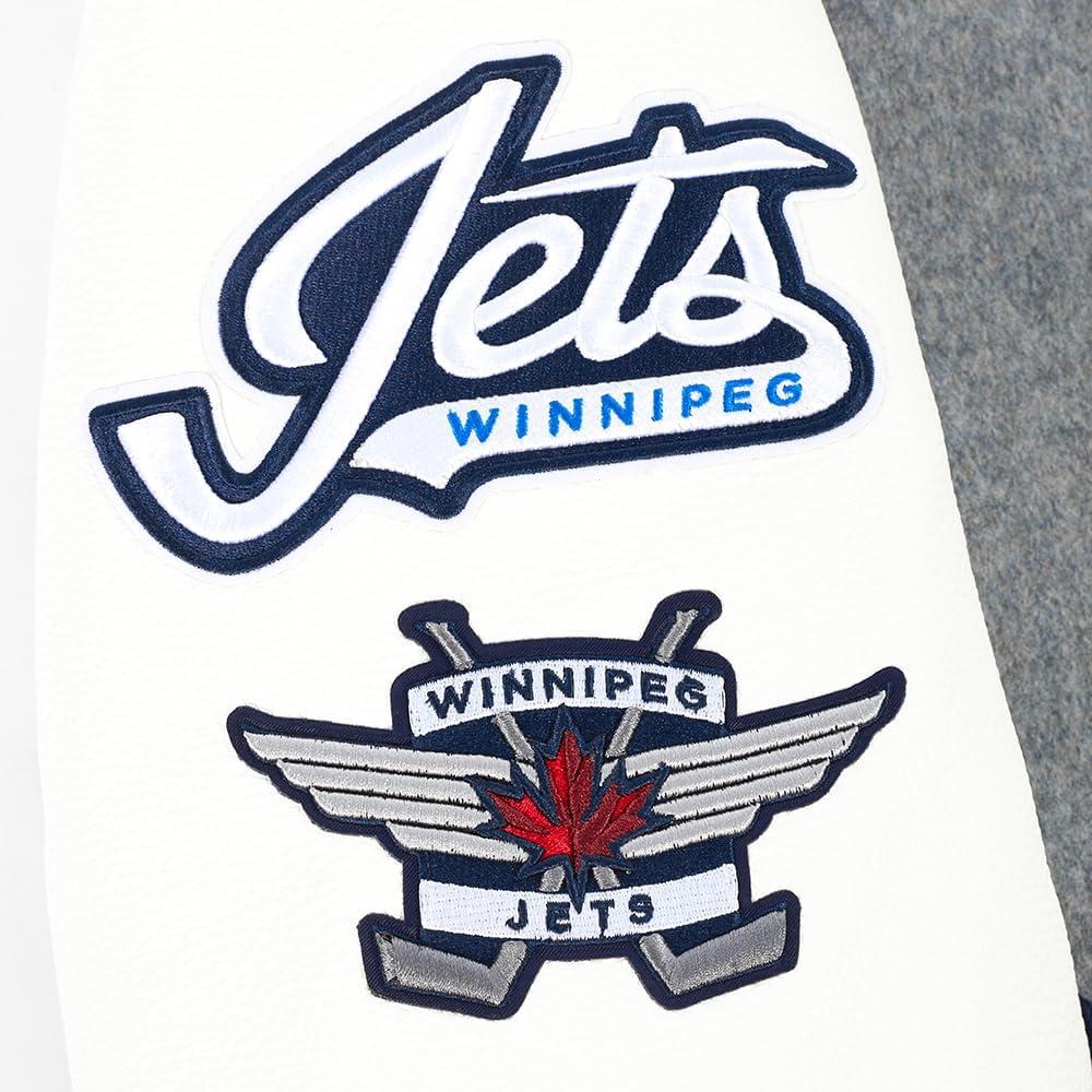 image:imagePro Standard Mens NHL Old English Varsity JacketHeather GreyWhiteMidnight Navy