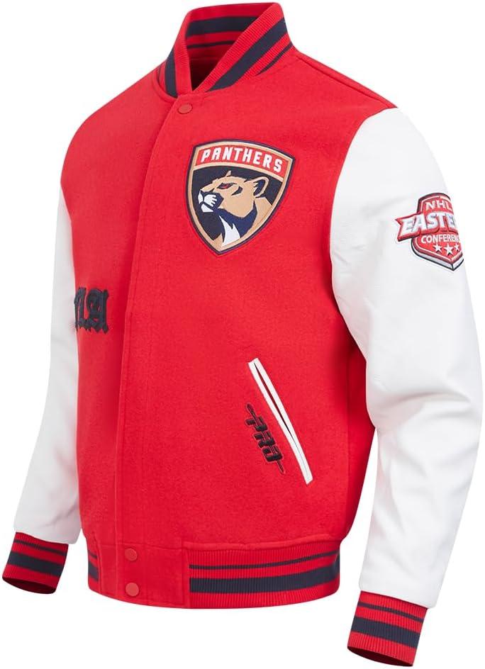 image:imagePro Standard Mens NHL Old English Varsity JacketRedWhiteMidnight Navy