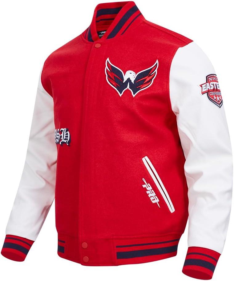 image:imagePro Standard Mens NHL Old English Varsity JacketRedWhiteMidnight Navy