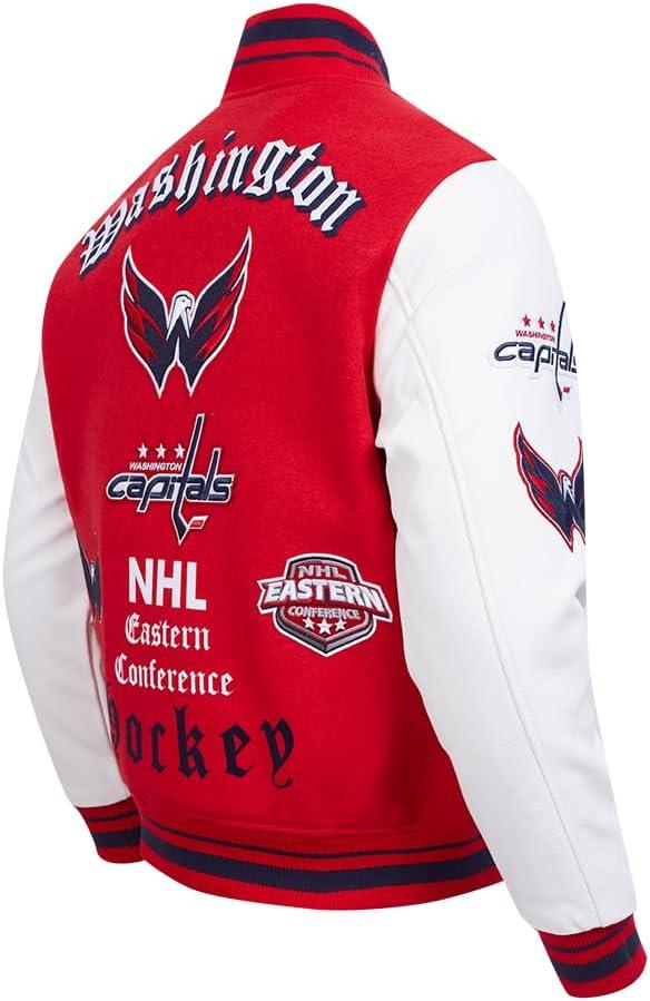 image:imagePro Standard Mens NHL Old English Varsity JacketRedWhiteMidnight Navy
