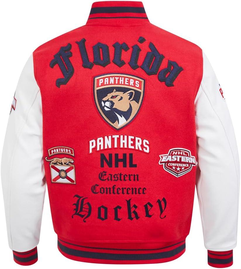 image:imagePro Standard Mens NHL Old English Varsity JacketRedWhiteMidnight Navy