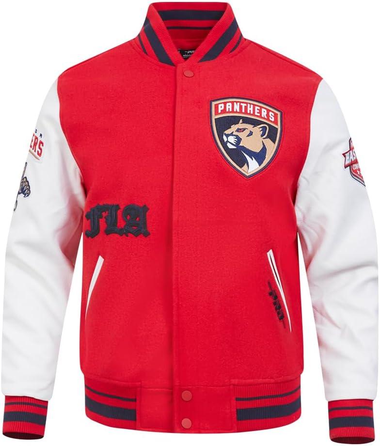 image:imagePro Standard Mens NHL Old English Varsity JacketRedWhiteMidnight Navy