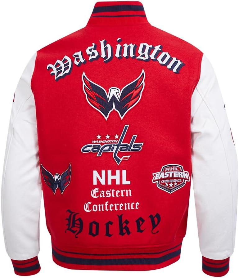 image:imagePro Standard Mens NHL Old English Varsity JacketRedWhiteMidnight Navy