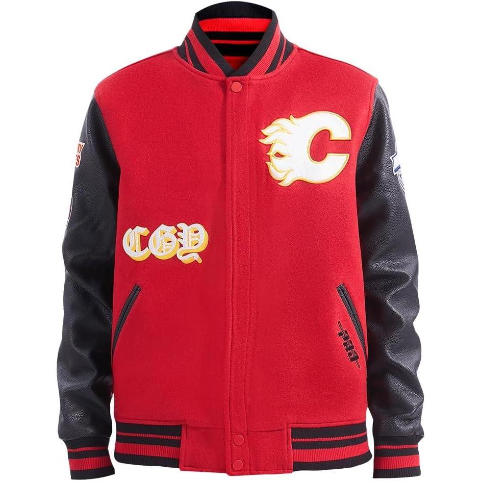 image:imagePro Standard Mens NHL Old English Varsity JacketRedBlack