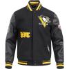 Pro Standard Mens NHL Old English Varsity Jacket(Black/Yellow)