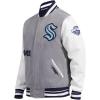 Pro Standard Mens NHL Old English Varsity Jacket(Heather Grey/White/Midnight Navy)