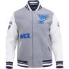 Pro Standard Mens NHL Old English Varsity Jacket(Heather Grey/White/Midnight Navy)