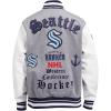 Pro Standard Mens NHL Old English Varsity Jacket(Heather Grey/White/Midnight Navy)