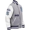 Pro Standard Mens NHL Old English Varsity Jacket(Heather Grey/White/Midnight Navy)