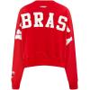 Womens College Wingspan Brushed Back French Terry Crewneck Sweatshirt(Red)