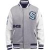 Pro Standard Mens NHL Old English Varsity Jacket(Heather Grey/White/Midnight Navy)